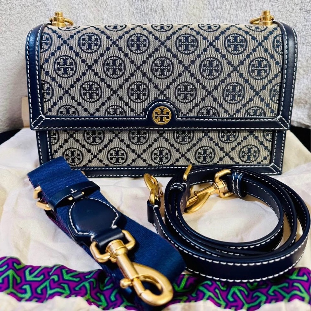 Tory Burch LARGE T Monogram Jacquard Shoulder Bag - Picture 1 of 9